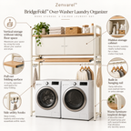 BridgeFold Over-Washer Laundry Organizer With cabinets
