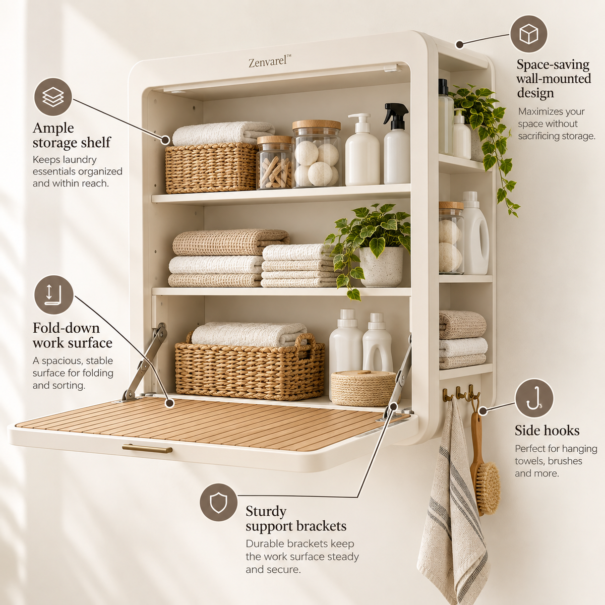 WallFold Fold-Down Laundry Station