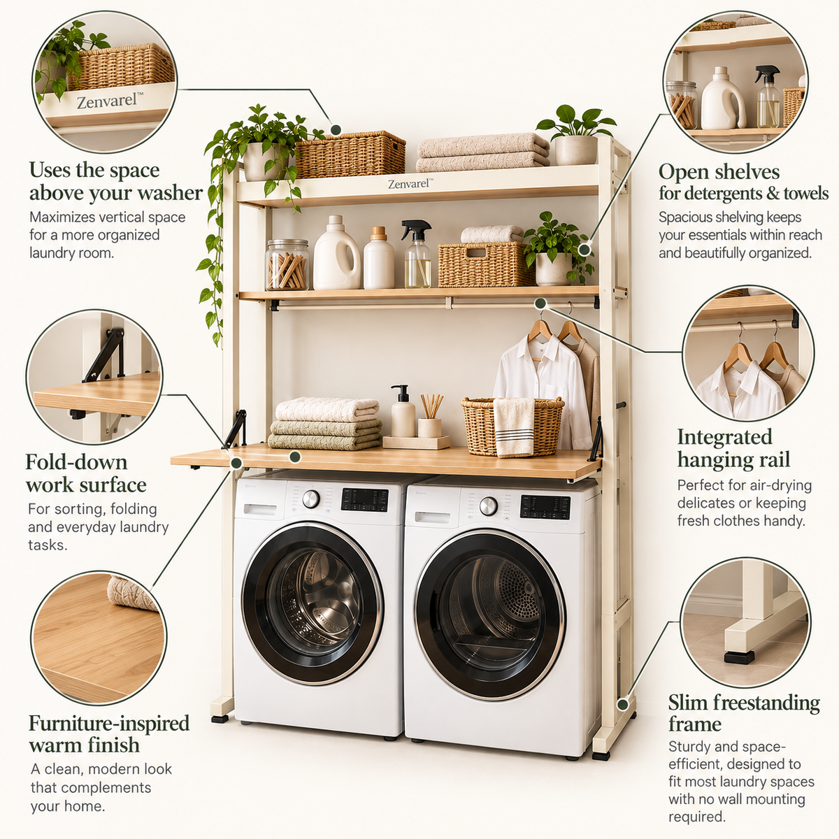 BridgeFold Over-Washer Laundry Organizer