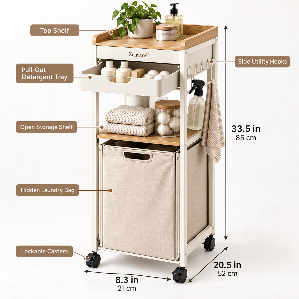 SlimGap Rolling Laundry Tower