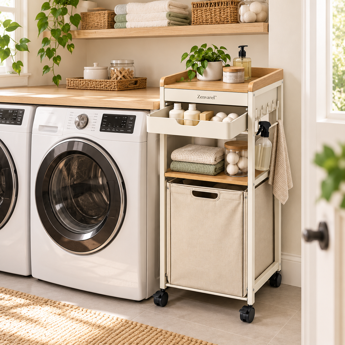 SlimGap Rolling Laundry Tower