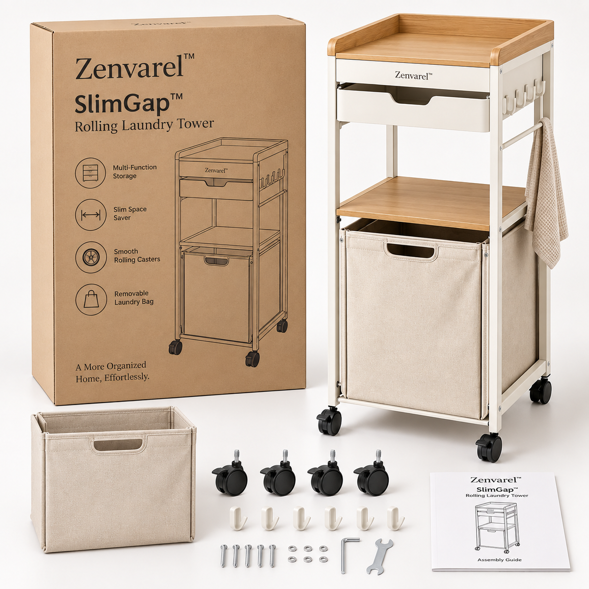 SlimGap Rolling Laundry Tower