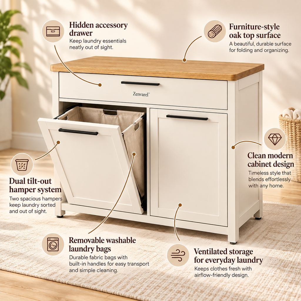 HideSort Laundry Hamper Cabinet
