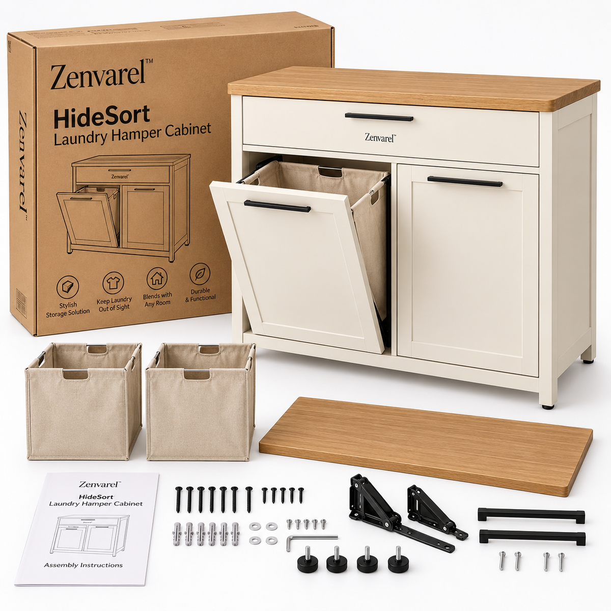 HideSort Laundry Hamper Cabinet